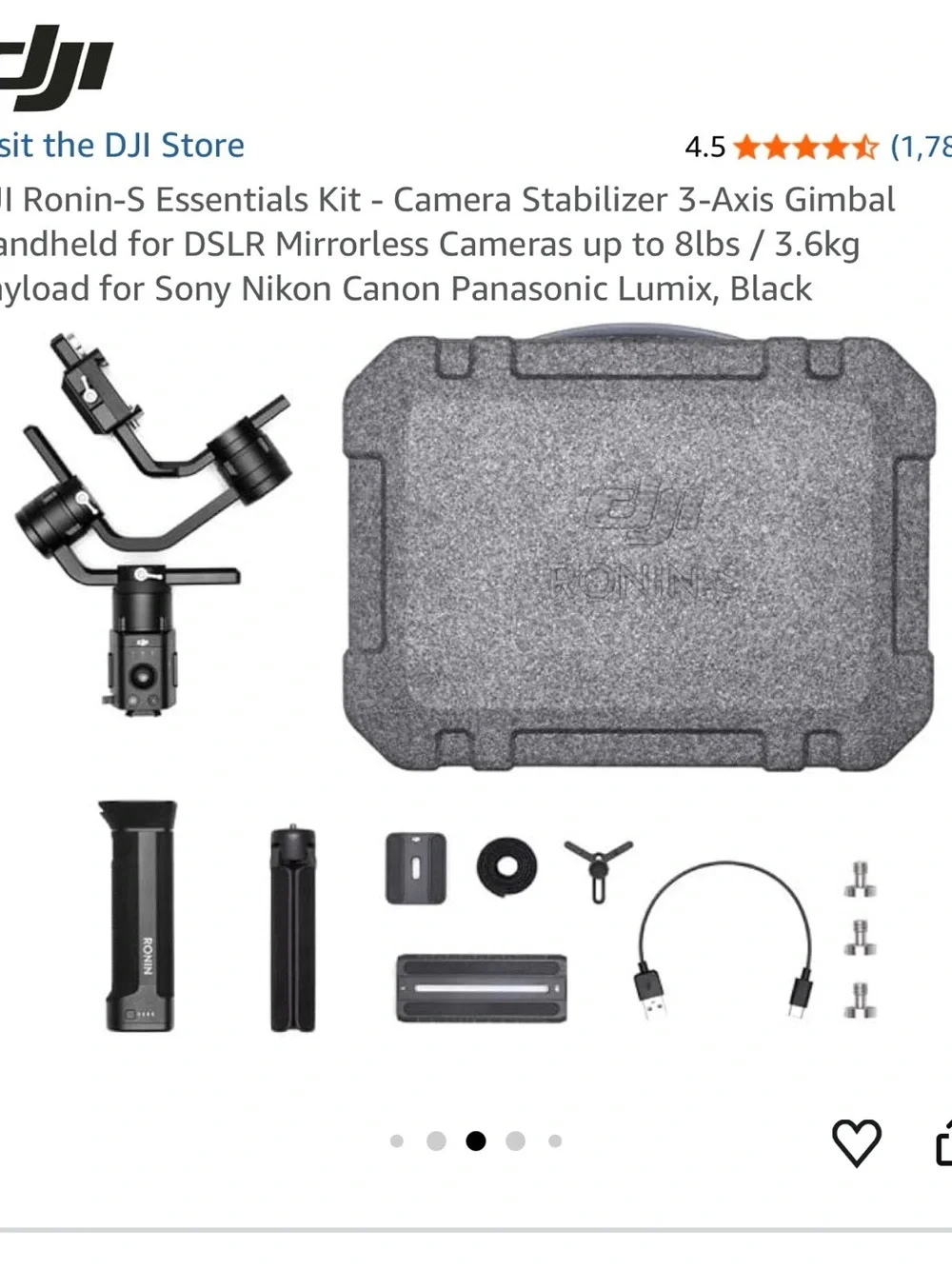 DJI Ronin-S Stabilizer Kit in Black and Gray